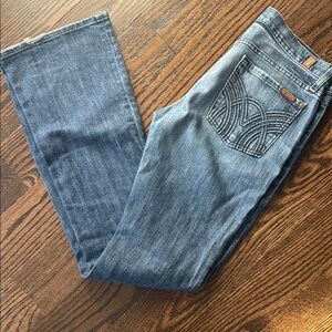 7 For All Mankind Blue Boot Cut Jeans with Classic Style